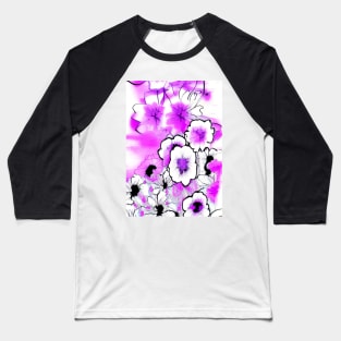 EYECATCHING PINK AND BLACK FLORAL PRINT Baseball T-Shirt